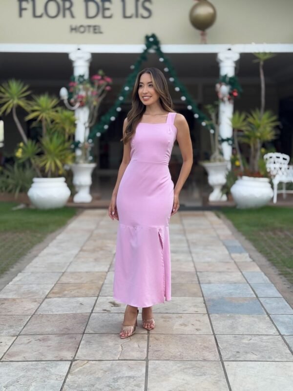 Vestido Midi Sereia Rosa Claro