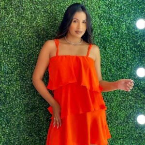 Vestido Babado Laranja