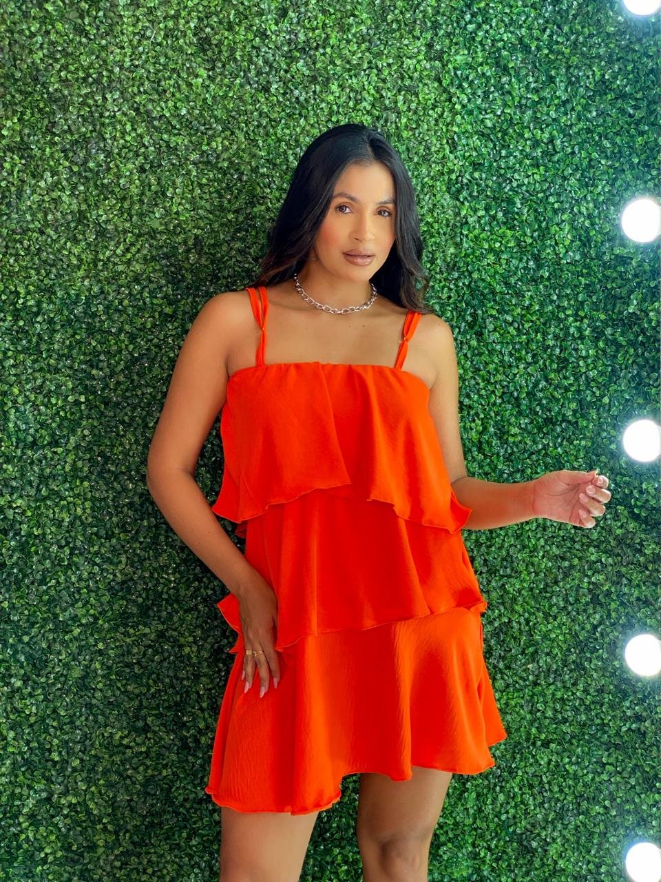 Vestido Babado Laranja