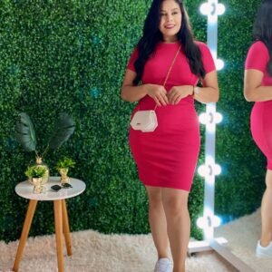 Vestido Canelado Tubinho Rosa Pink