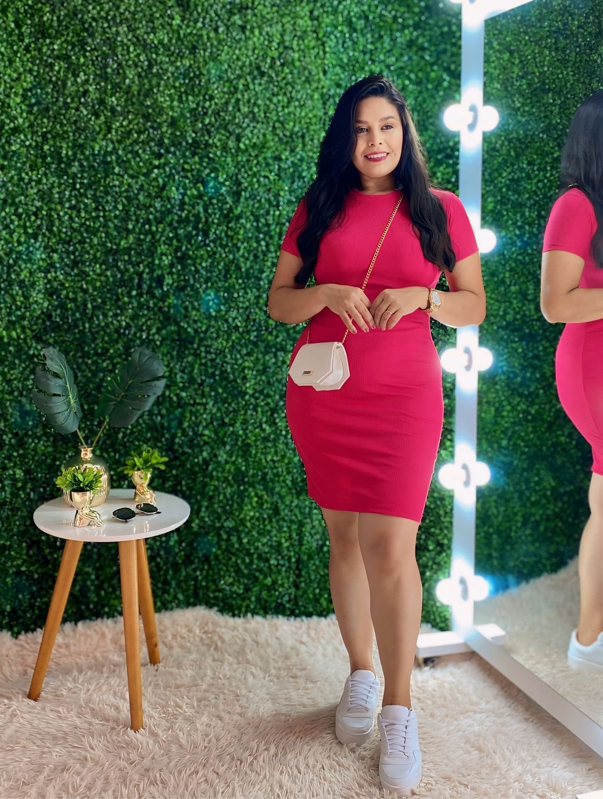 Vestido Canelado Tubinho Rosa Pink