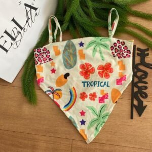 Top Lenço Estampado com Amarração nas Costas
