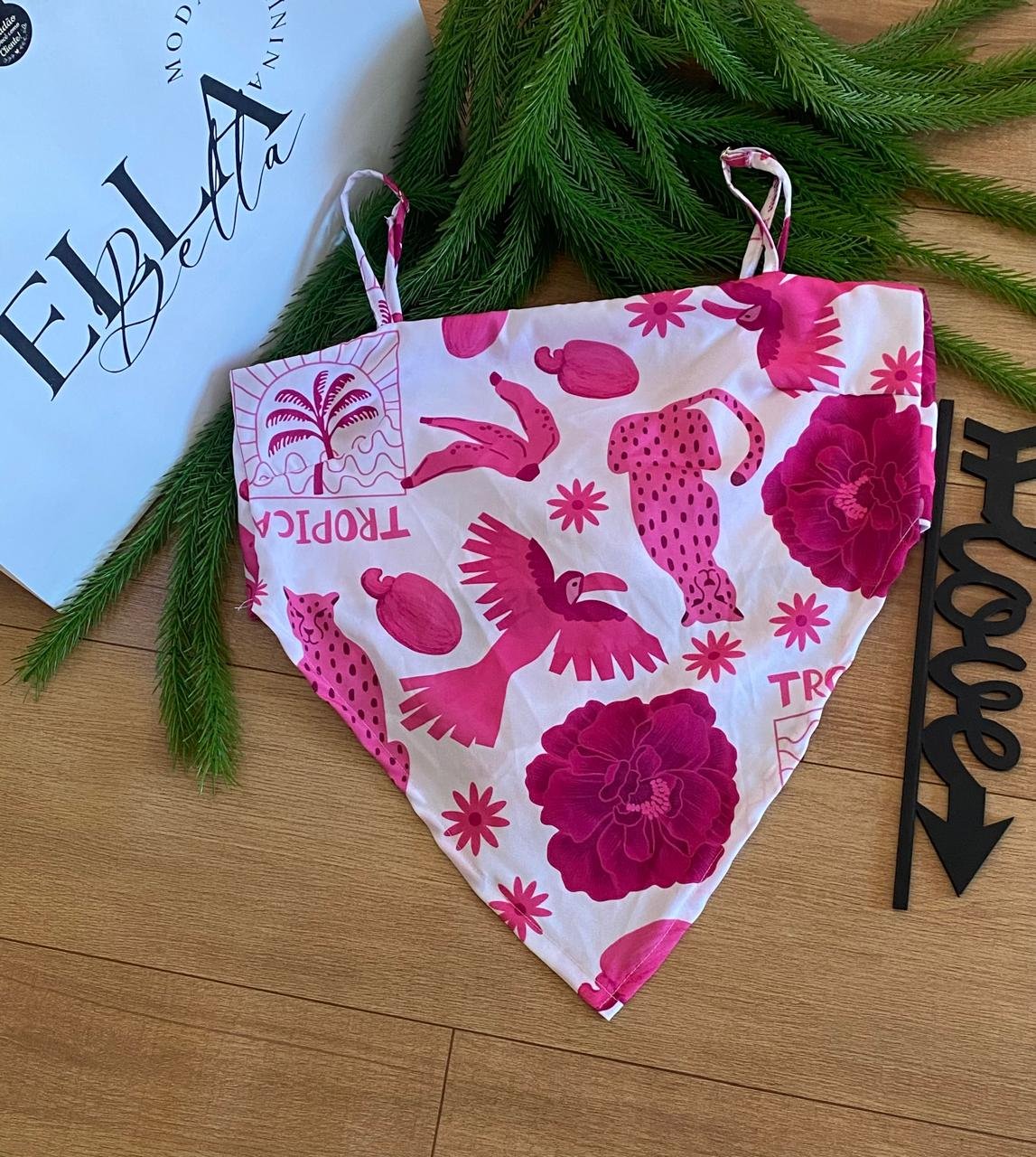 : Top Lenço Estampado com Amarração nas Costas