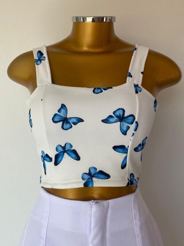 Cropped Estampado de BorboletasCropped Estampado de Borboletas