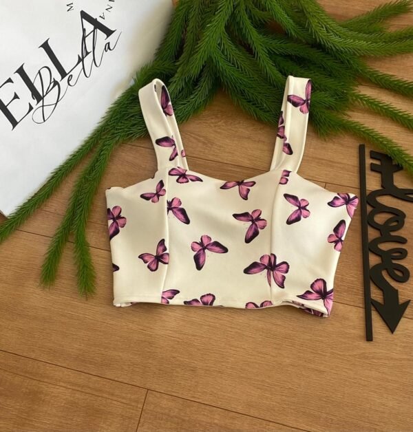 Cropped Estampado de Borboletas