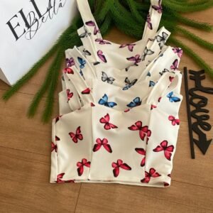 Cropped Estampado de Borboletas