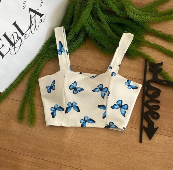 Cropped Estampado de Borboletas