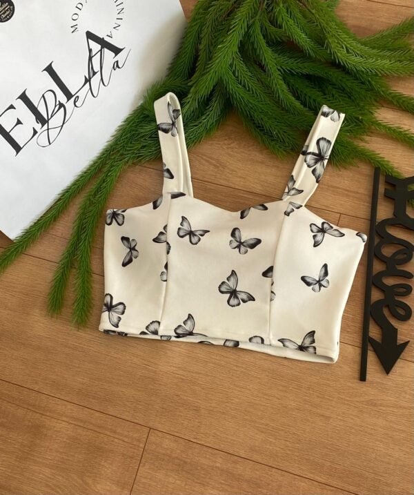 Cropped Estampado de Borboletas