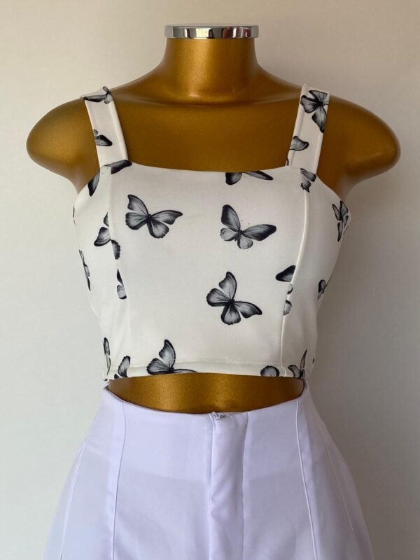 Cropped Estampado de Borboletas