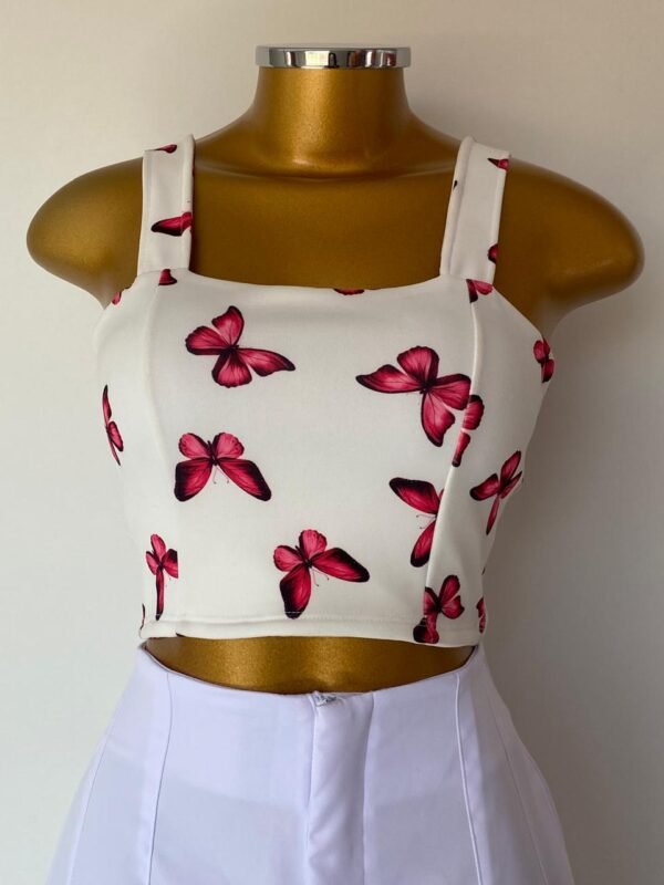 Cropped Estampado de Borboletas