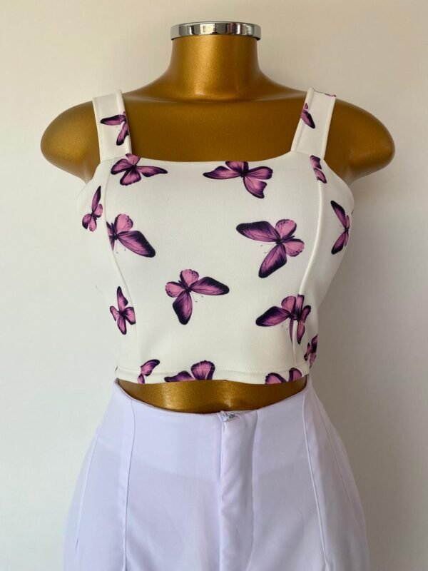 Cropped Estampado de Borboletas