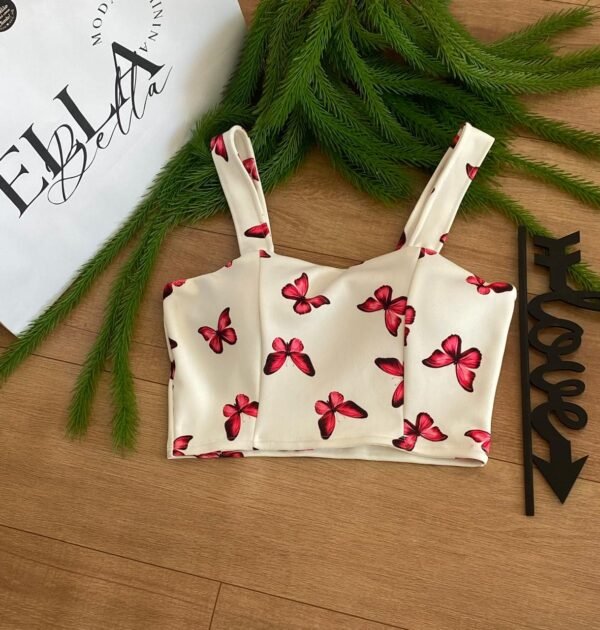 Cropped Estampado de Borboletas